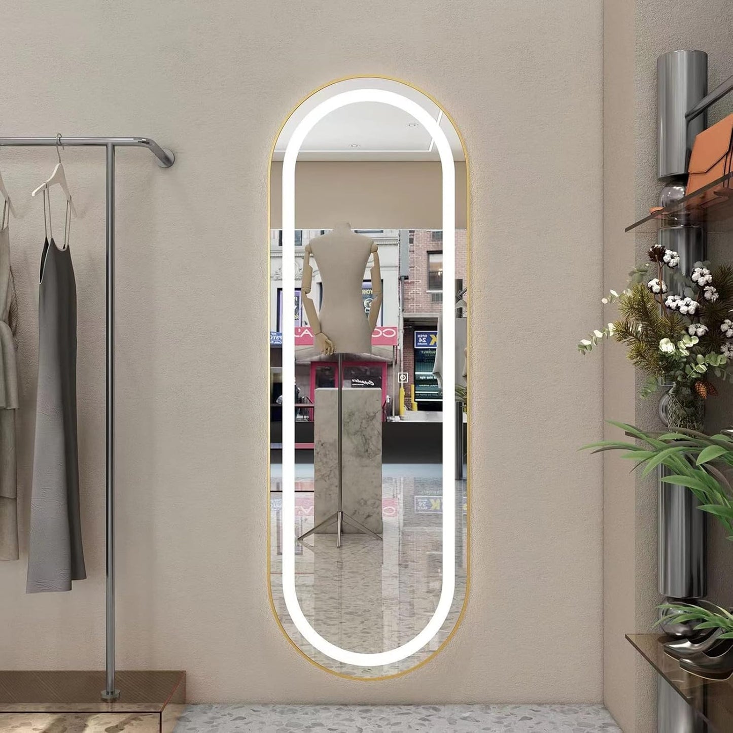 Espejo Pinterest con LED TOUCH oval – Emery 170 x 70 cm – Liquidación de stock