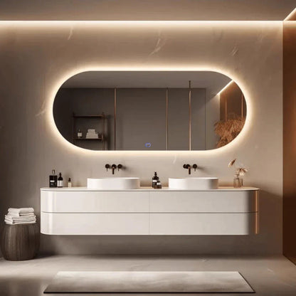 Espejo de Cuerpo Entero con Base Recta y LED Touch Cálido/Frío, 150 x 40 cm y 110 x 50 cm – Pulido – PROMOCIÓN