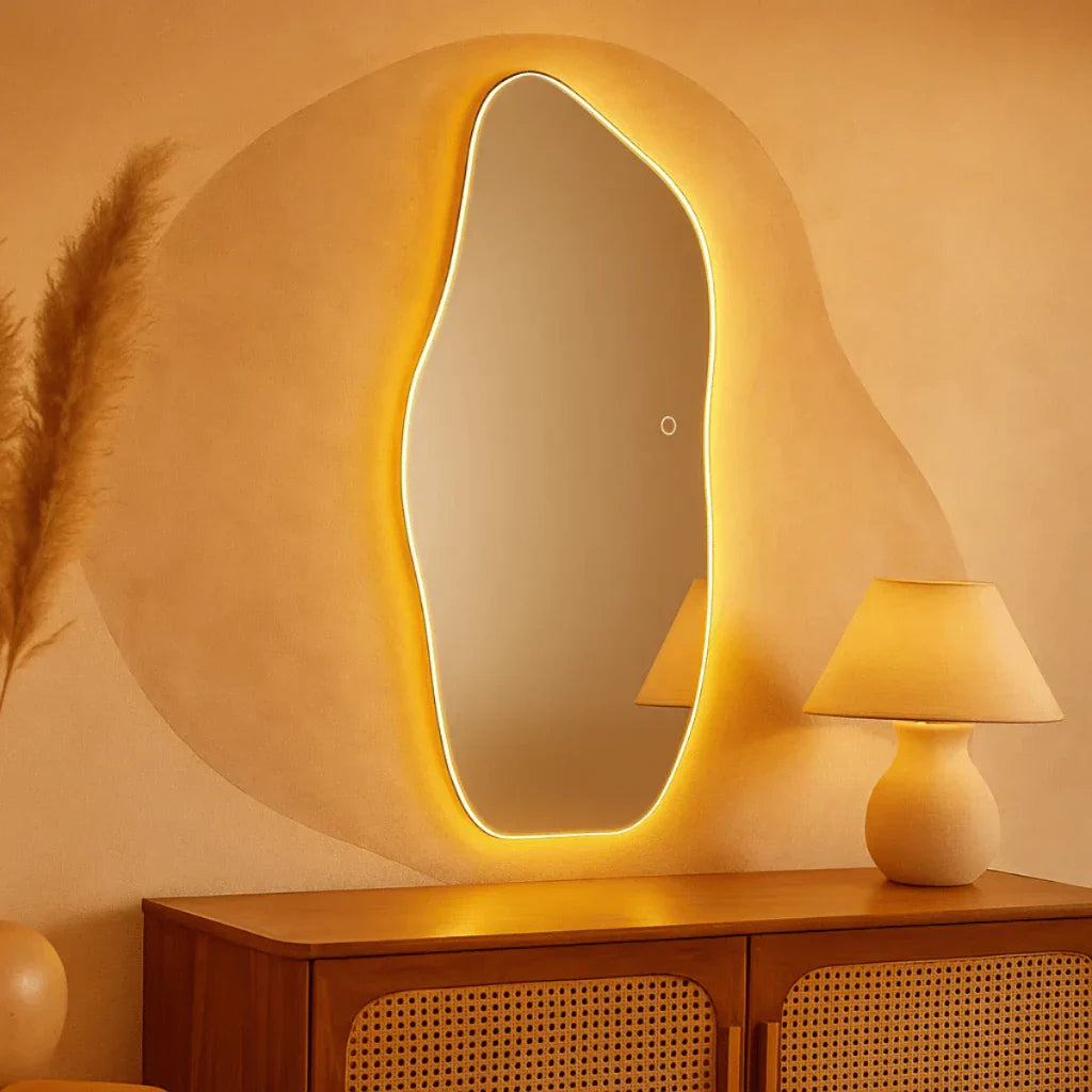 Lopazzi Espejo Orgánico de Cuerpo Entero Grande con LED Touch Cálido/Frío, 115 x 60 cm – Liquidación