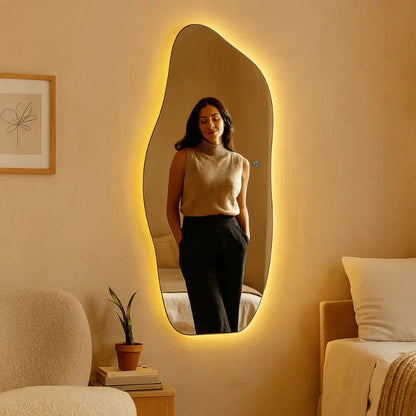 Lopazzi Espejo Orgánico de Cuerpo Entero Grande con LED Touch Cálido/Frío, 115 x 60 cm – Liquidación