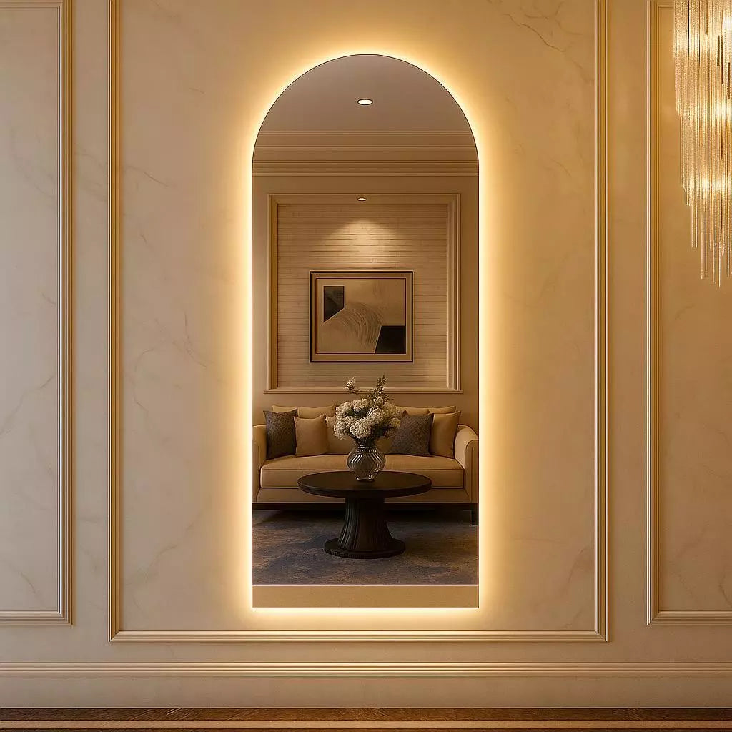 Espejo Oval Pinterest con Base Recta y LED 150 cm / 170 cm – PROMOCIÓN