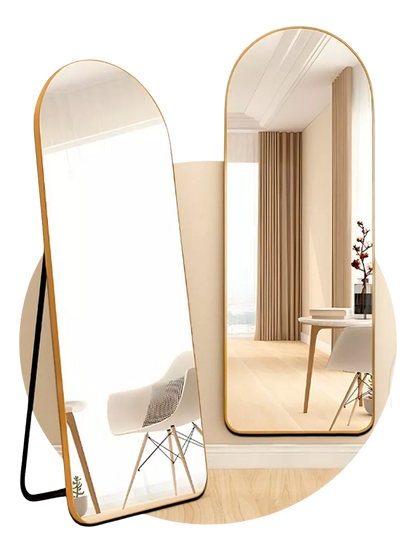 Espejo estilo Pinterest con soporte y marco dorado — en oferta