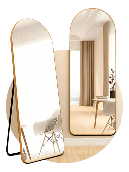 Espejo estilo Pinterest con soporte y marco dorado — en oferta