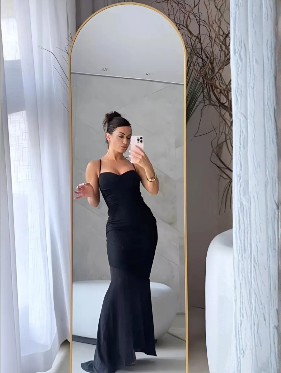 Espejo estilo Pinterest con soporte y marco dorado — en oferta