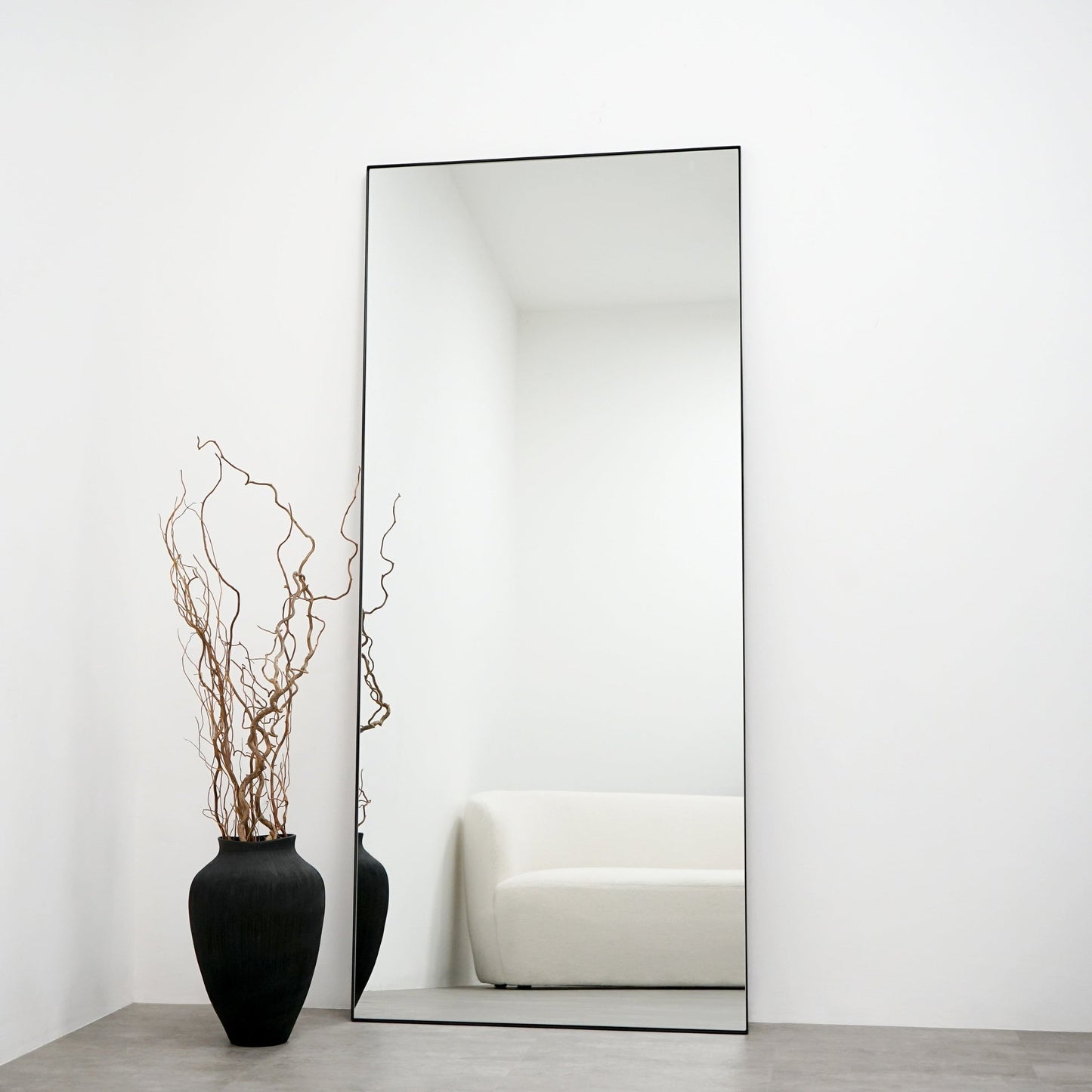 Xavril – Espejo de cuerpo entero rectangular grande en metal negro, 179 cm x 80 cm