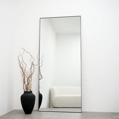Xavril – Espejo de cuerpo entero rectangular grande en metal negro, 179 cm x 80 cm