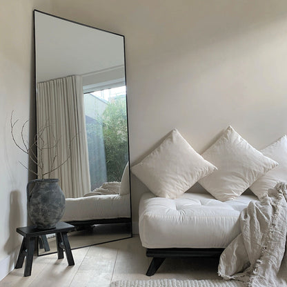 Xavril – Espejo de cuerpo entero rectangular grande en metal negro, 179 cm x 80 cm