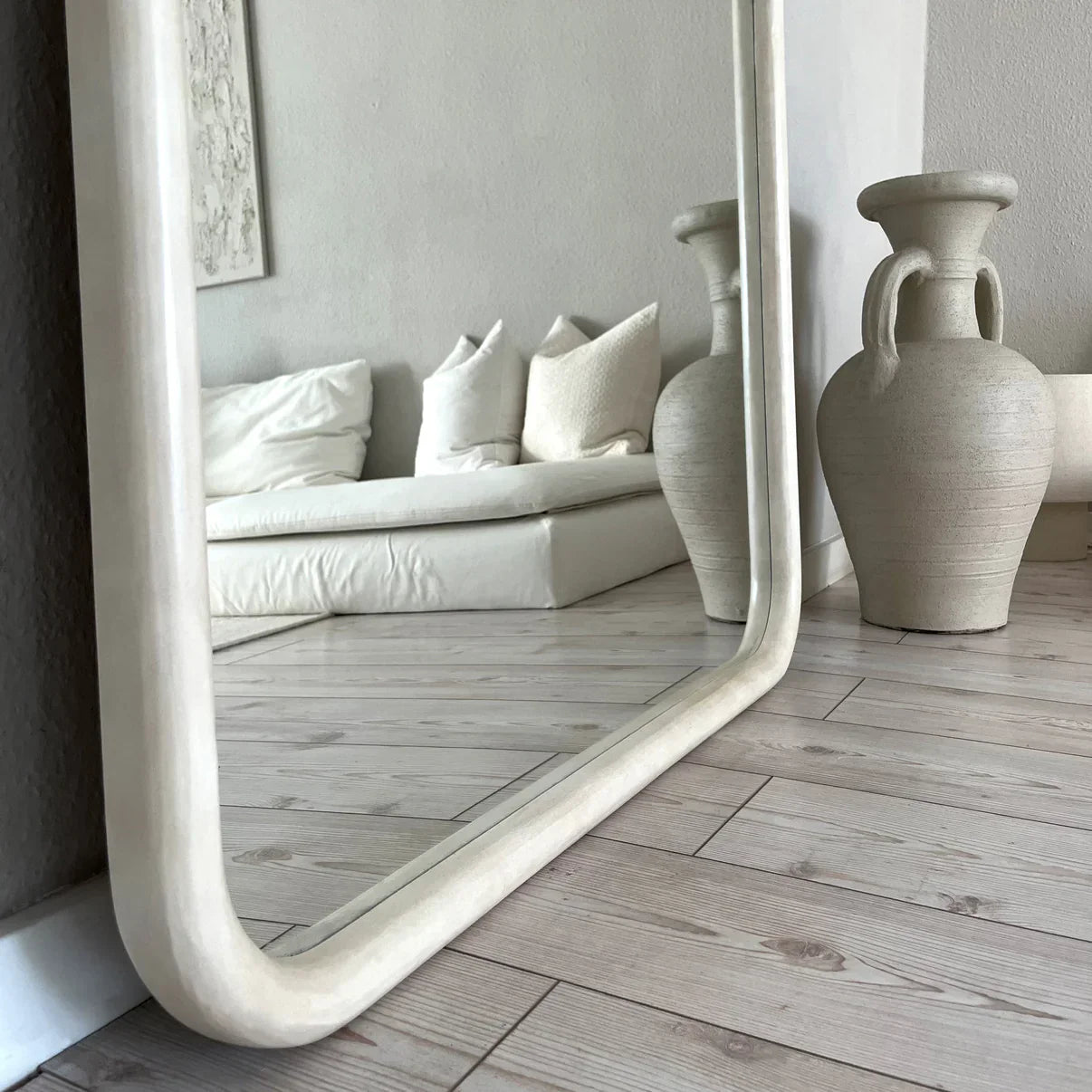 Elis – Espelho de concreto arqueado extra grande, do chão ao teto, 190 cm x 100 cm