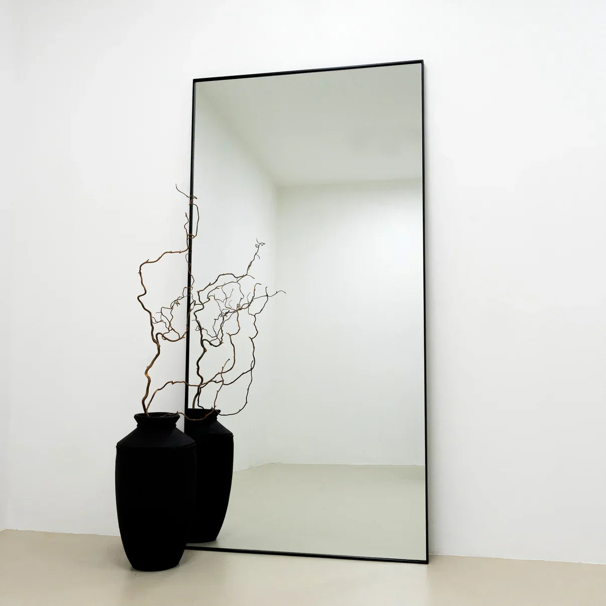 Xavril – Espejo de cuerpo entero extra grande en metal negro, 200 cm x 100 cm